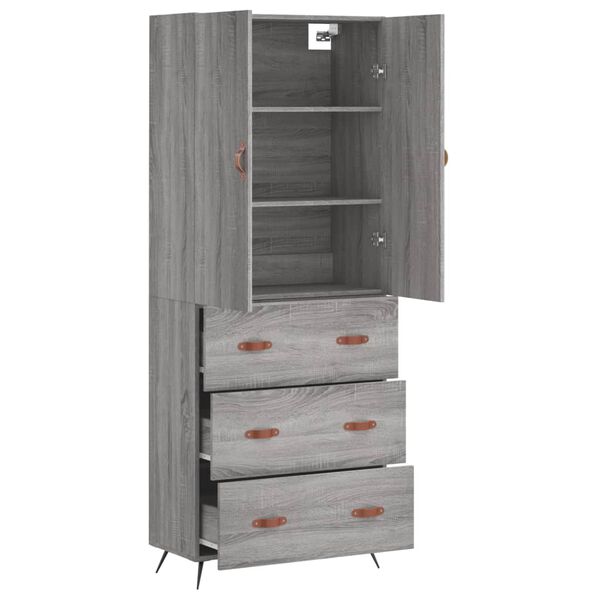 vidaXL Skř&iacute;ň highboard &scaron;ed&aacute; sonoma 69,5 x 34 x 180 cm kompozitn&iacute; dřevo