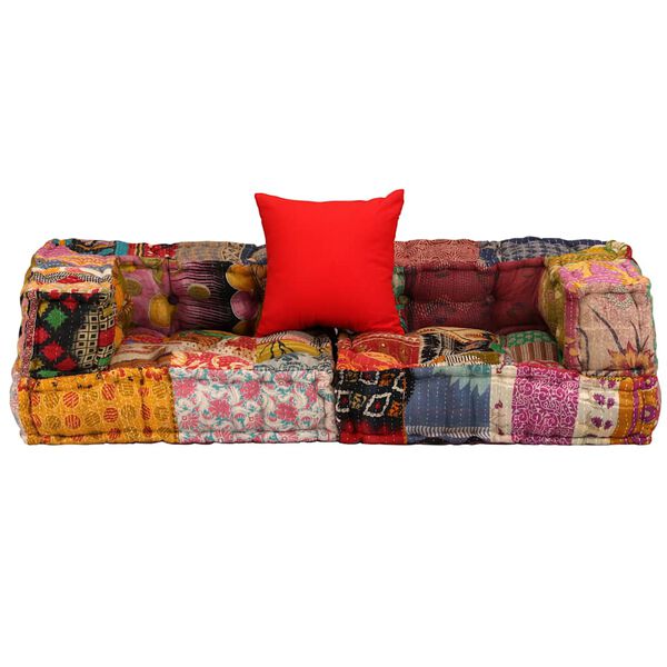 vidaXL 2místný modulární pouf patchwork textil