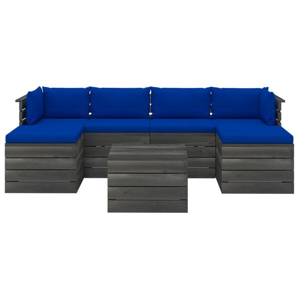 vidaXL 7d&iacute;ln&aacute; zahradn&iacute; sedac&iacute; souprava z palet + podu&scaron;ky borov&eacute; dřevo