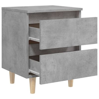 vidaXL Noční stolek masivní dřevěné nohy betonově šedý 40 x 35 x 50 cm