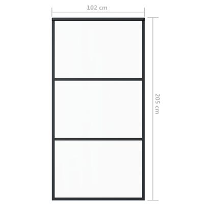 vidaXL Posuvné dveře s kováním ESG sklo a hliník 102 x 205 cm
