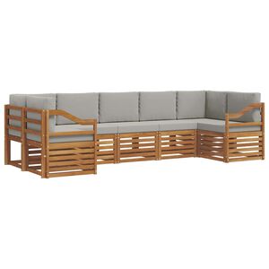 vidaXL Rohov&aacute; sofa sada s pol&scaron;t&aacute;řem 7 pcs Př&iacute;rodn&iacute; a světle &scaron;ed&aacute;