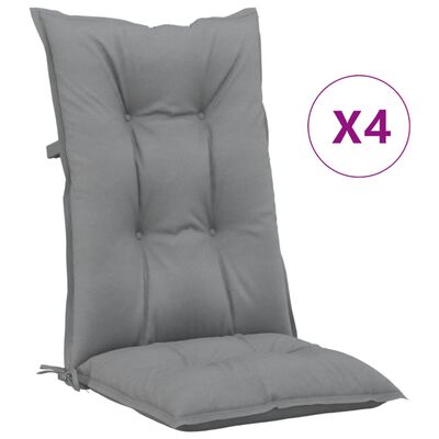 vidaXL Podušky na židli vysoké opěradlo 4 ks šedé 120x50x7 cm textil