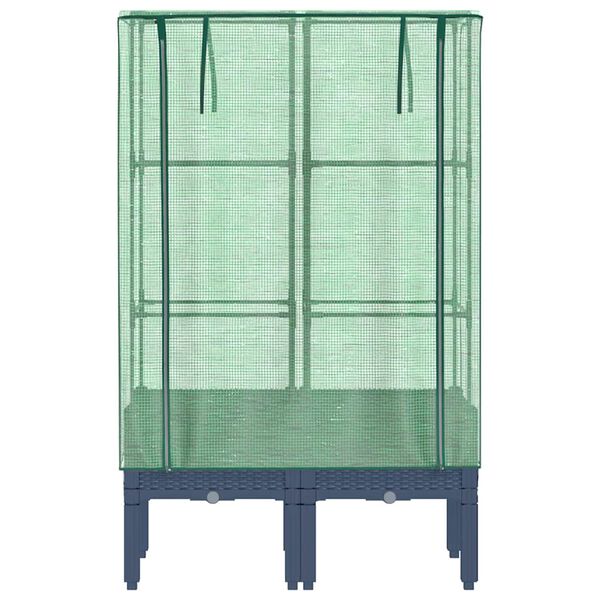 vidaXL Vyvýšený záhon se skleníkem ratanový vzhled 80 x 40 x 140 cm
