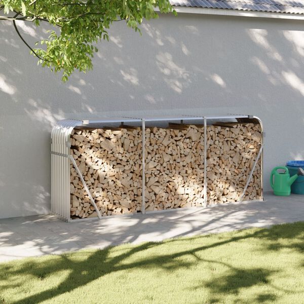 vidaXL Stojan na dřevo stříbrný 234 x 45 x 100 cm pozinkovaná ocel