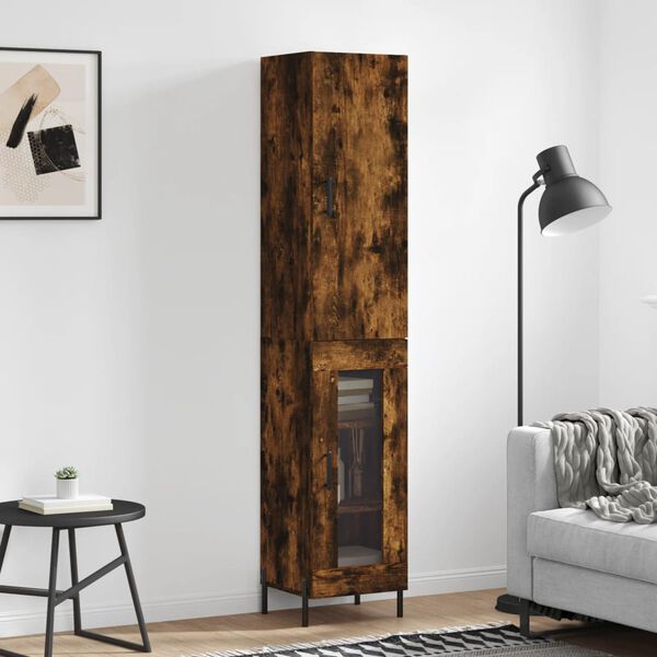 vidaXL Skř&iacute;ň highboard kouřov&yacute; dub 34,5 x 34 x 180 cm kompozitn&iacute; dřevo
