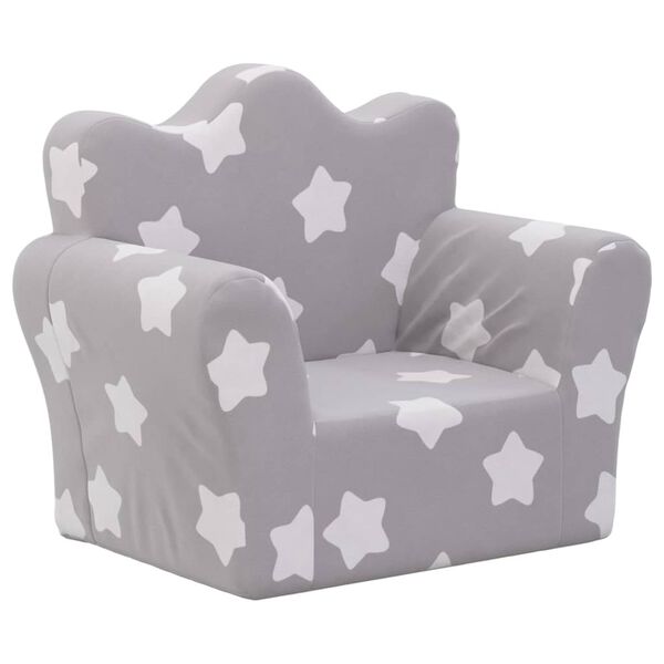 vidaXL Dětsk&aacute; pohovka světle &scaron;ed&aacute; s hvězdami měkk&yacute; ply&scaron;