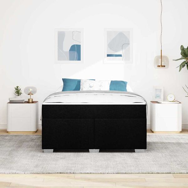 vidaXL R&aacute;m postele s matrac&iacute; Čern&aacute; 140 x 200 cm textil