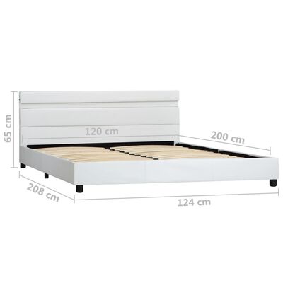 vidaXL Rám postele s LED světlem bílý umělá kůže 120 x 200 cm
