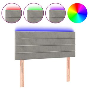 vidaXL Čelo postele s LED světle &scaron;ed&eacute; 80 x 5 x 78/88 cm samet