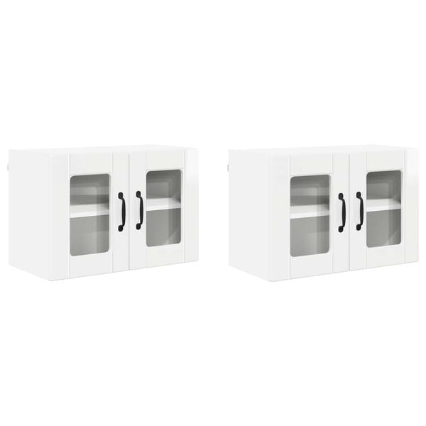 vidaXL Horní kuchyňská skříňka s policí 2 pcs Vysoce lesklá bílá