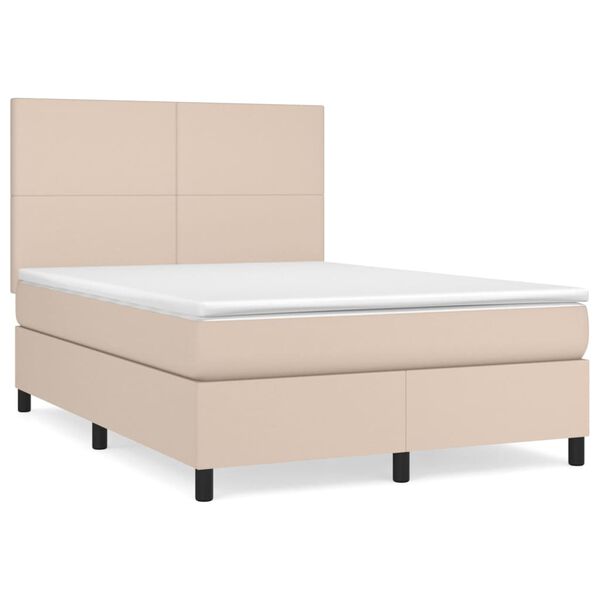 vidaXL Box spring postel s matrac&iacute; cappuccino 140x200 cm uměl&aacute; kůže