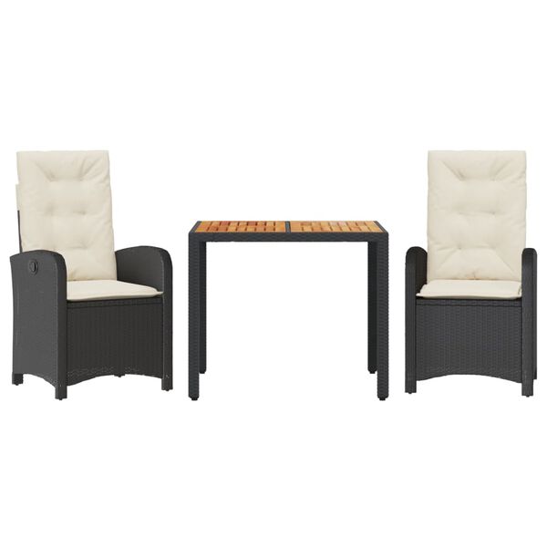 vidaXL 5dílný zahradní jídelní set s poduškami černý polyratan