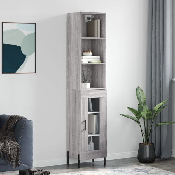 vidaXL Skř&iacute;ň highboard &scaron;ed&aacute; sonoma 34,5 x 34 x 180 cm kompozitn&iacute; dřevo