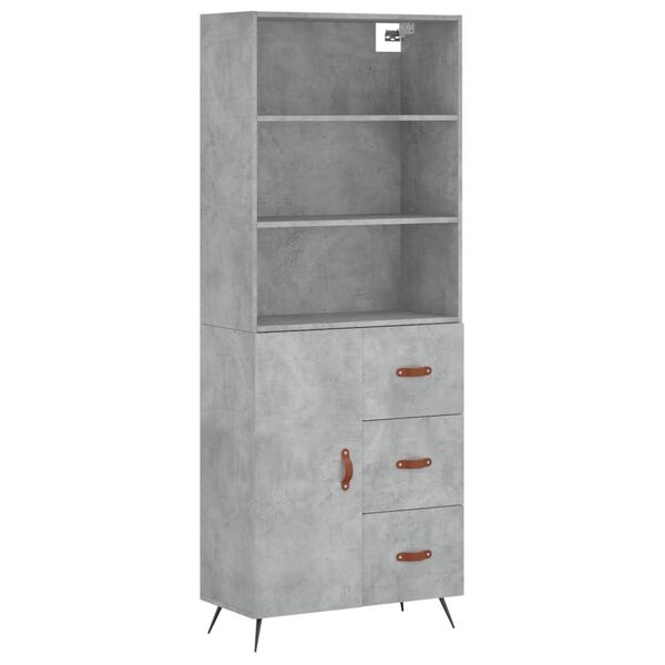 vidaXL Skř&iacute;ň highboard betonově &scaron;ed&aacute; 69,5x34x180 cm kompozitn&iacute; dřevo