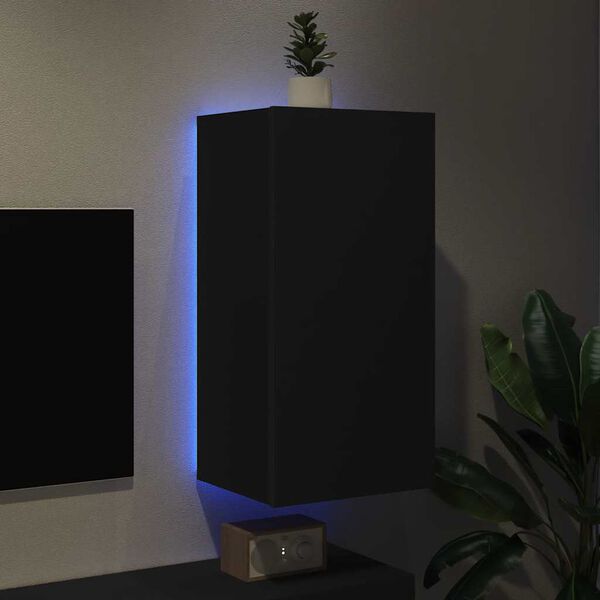 vidaXL N&aacute;stěnn&aacute; TV skř&iacute;ňka s LED osvětlen&iacute;m čern&aacute; 40,5 x 35 x 80 cm
