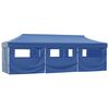 vidaXL Skl&aacute;dac&iacute; nůžkov&yacute; party stan s 8 bočn&iacute;mi stěnami 870x291x315 cm modr&yacute;