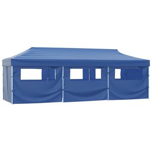vidaXL Skl&aacute;dac&iacute; nůžkov&yacute; party stan s 8 bočn&iacute;mi stěnami 870x291x315 cm modr&yacute;
