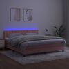 vidaXL Box spring postel s matrac&iacute; a LED růžov&aacute; 180x200 cm samet