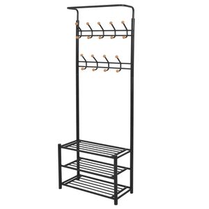 vidaXL Vě&scaron;&aacute;k na oblečen&iacute; s botn&iacute;kem 68 x 32 x 182,5 cm čern&yacute;