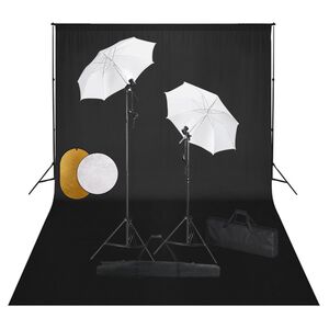 vidaXL Foto studio set s lampami, de&scaron;tn&iacute;ky, pozad&iacute;m a odraznou deskou