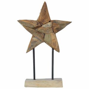 vidaXL V&aacute;nočn&iacute; hvězda LED Hněd&aacute; 31 x 15 x 46 cm Pevn&eacute; teakov&eacute; dřevo