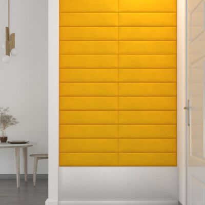 vidaXL Nástěnné panely 12 ks žluté 60 x 15 cm samet 1,08 m²