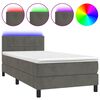 vidaXL Box spring postel s matrac&iacute; a LED tmavě &scaron;ed&aacute; 80 x 200 cm samet