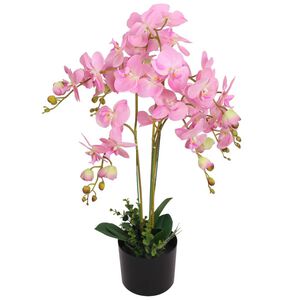 vidaXL Uměl&aacute; rostlina orchidej s květin&aacute;čem 75 cm růžov&aacute;