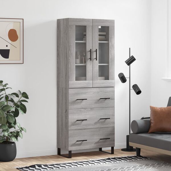 vidaXL Skř&iacute;ň highboard &scaron;ed&aacute; sonoma 69,5 x 34 x 180 cm kompozitn&iacute; dřevo