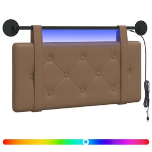 vidaXL Z&aacute;věsn&eacute; čelo postele S LED osvětlen&iacute;m Cappuccino Uměl&aacute; kůže