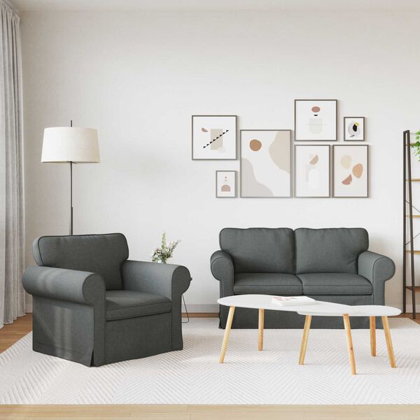 vidaXL Pohovka 2 pcs Tmavě &scaron;ed&aacute; 155 x 82 x 80 cm textil