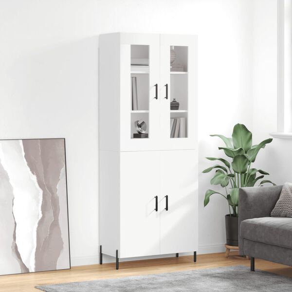 vidaXL Skř&iacute;ň highboard b&iacute;l&aacute; 69,5 x 34 x 180 cm kompozitn&iacute; dřevo