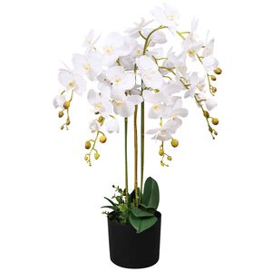 vidaXL Uměl&aacute; rostlina orchidej s květin&aacute;čem 75 cm b&iacute;l&aacute;