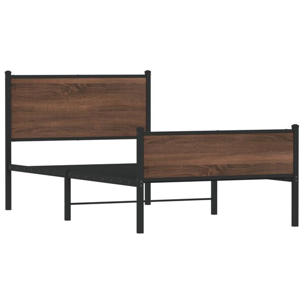vidaXL Kovov&yacute; r&aacute;m postele bez matrace hněd&yacute; dub 107 x 203 cm