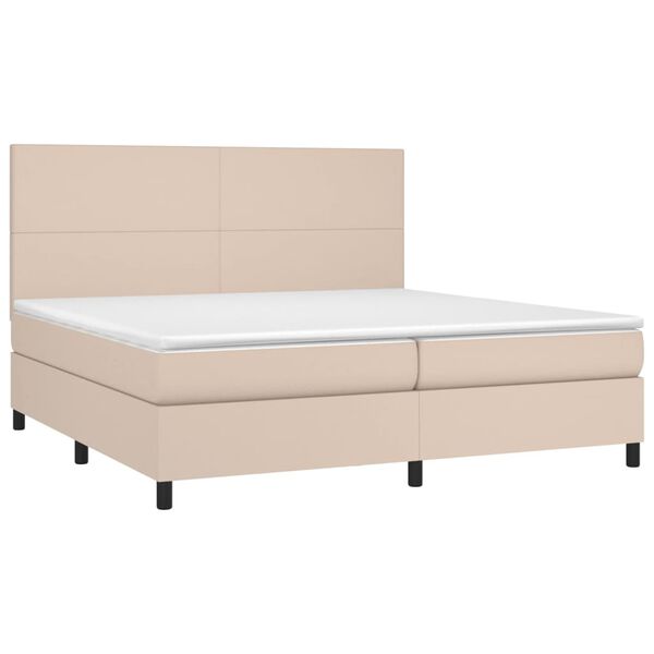 vidaXL Box spring postel s matrac&iacute; cappuccino 200 x 200 cm uměl&aacute; kůže