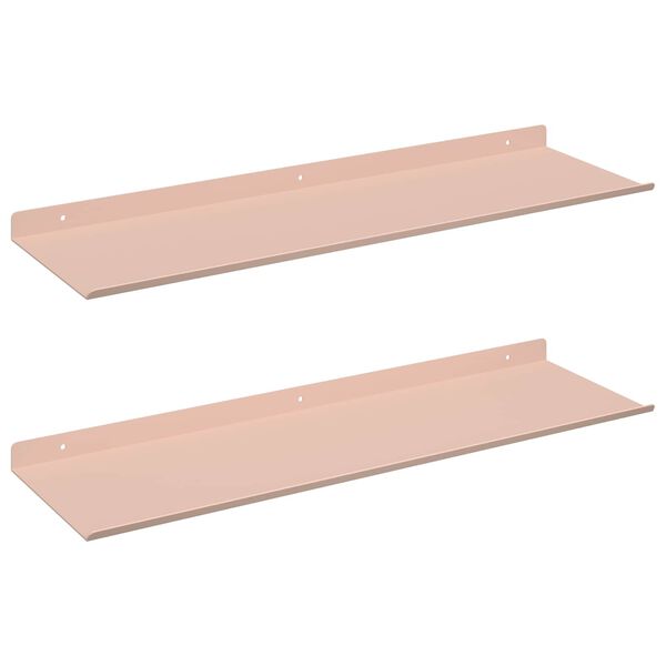 vidaXL Plovouc&iacute; police N&aacute;stěnn&yacute; 2 pcs Růžov&aacute; 60 x 18 x 2,5 cm Ocel