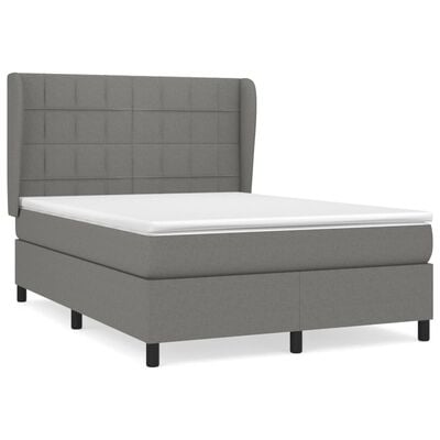 vidaXL Box spring postel s matrací tmavě šedá 140x200 cm textil