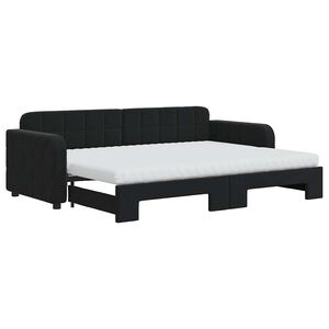 vidaXL V&aacute;lenda s přist&yacute;lkou a matracemi čern&aacute; 80 x 200 cm samet