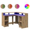 vidaXL Psac&iacute; stůl s LED dub artisan 130 x 130 x 91 cm kompozitn&iacute; dřevo