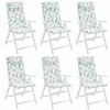 vidaXL Podušky na židli s vysokým opěradlem 6 ks vzor listů oxford