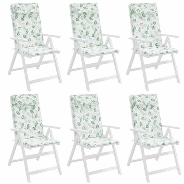 vidaXL Podušky na židli s vysokým opěradlem 6 ks vzor listů oxford