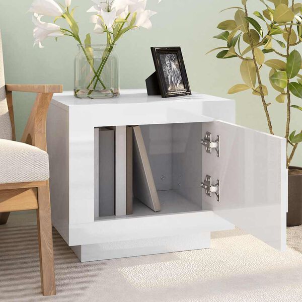 vidaXL Konferenčn&iacute; stolek leskl&yacute; b&iacute;l&yacute; 51 x 50 x 45 cm kompozitn&iacute; dřevo