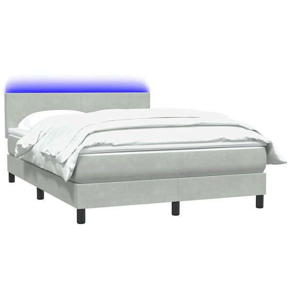 vidaXL Box spring postel s matrac&iacute; a LED světle &scaron;ed&aacute; 160x220 cm samet