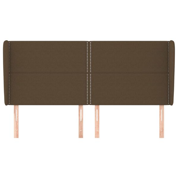 vidaXL Čelo postele typu u&scaron;&aacute;k tmavě hněd&eacute; 163x23x118/128 cm textil