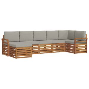 vidaXL Sedac&iacute; soupravy s pol&scaron;t&aacute;řem 7 pcs Př&iacute;rodn&iacute; a světle &scaron;ed&aacute;