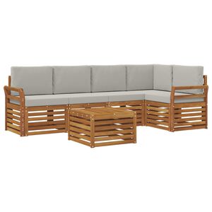 vidaXL Sedac&iacute; soupravy s pol&scaron;t&aacute;řem 6 pcs Př&iacute;rodn&iacute; a světle &scaron;ed&aacute;