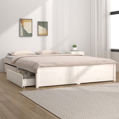 vidaXL Rám postele se zásuvkami bílý 140 x 190 cm