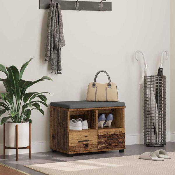 vidaXL Chodbičkov&aacute; lavice s pol&scaron;t&aacute;řem Star&eacute; dřevo 60 x 38 x 46 cm