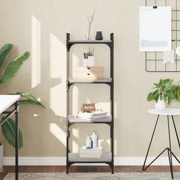 vidaXL Knihovna se 4 policemi &scaron;ed&aacute; sonoma 40 x 30 x 120 cm kompozit